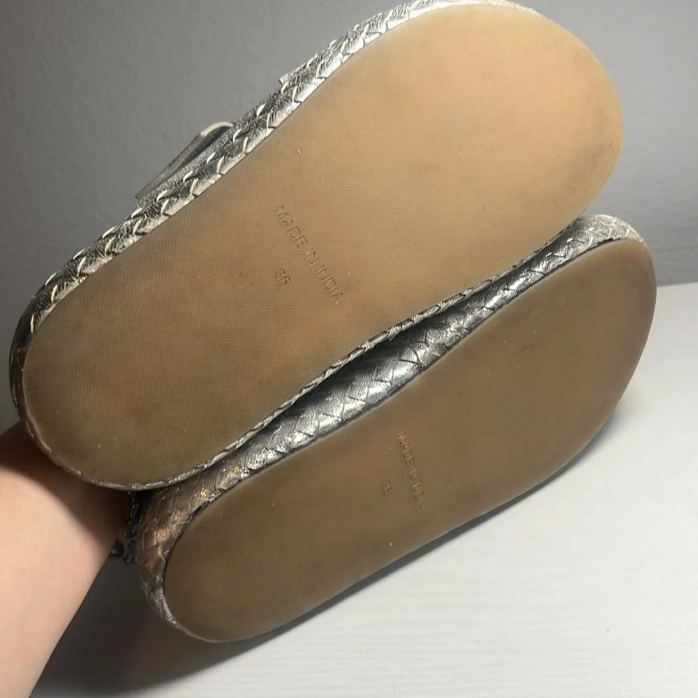 FREE PEOPLE Silver Panama Leather Platform Sandal Sz. 36 - Picture 8 of 10
